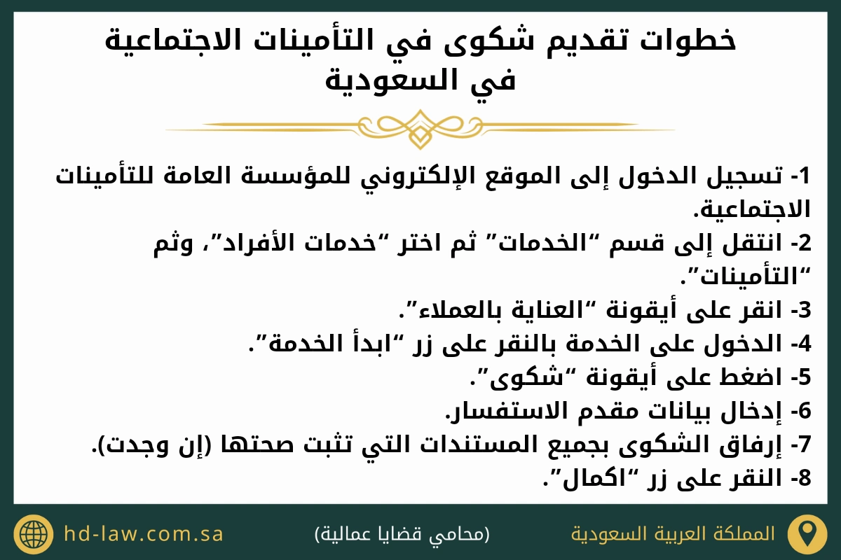 خطوات تقديم شكوى في التأمينات الاجتماعية في السعودية