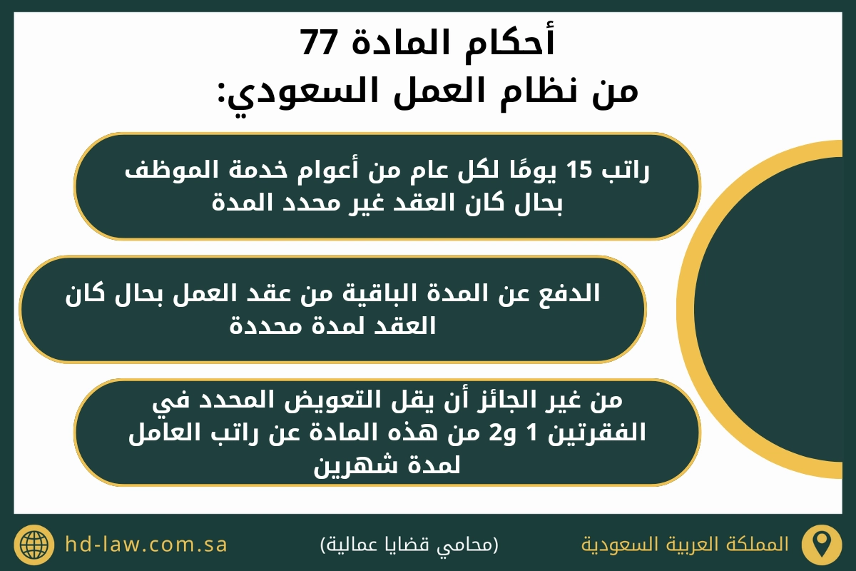أحكام المادة 77 من نظام العمل السعودي