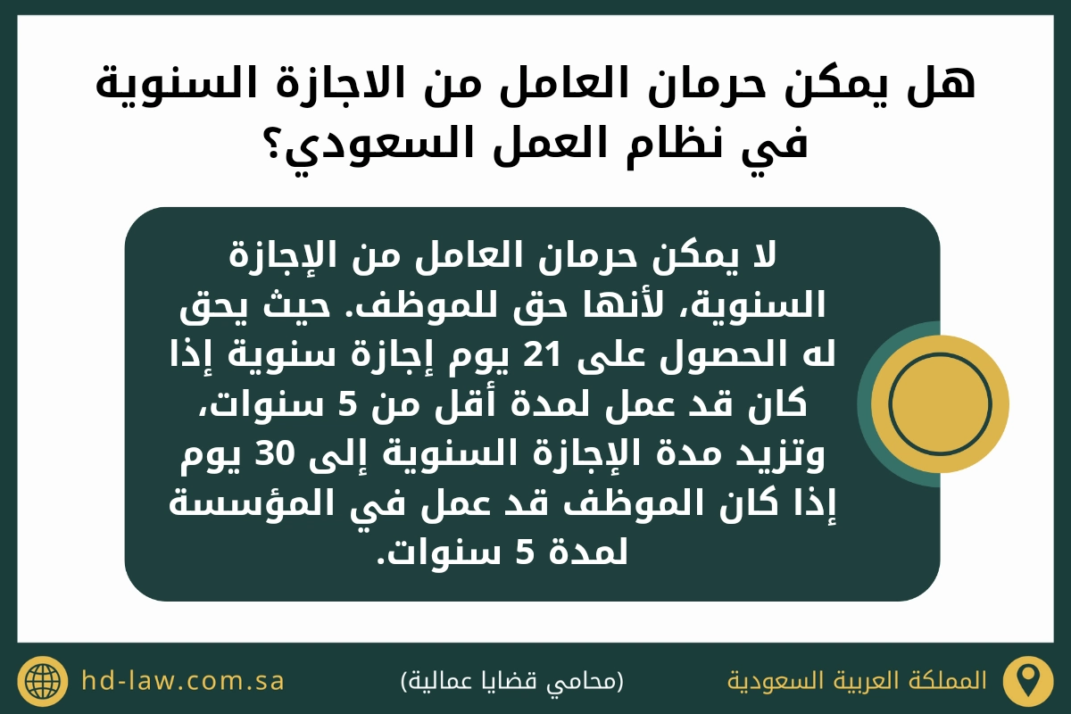 هل يمكن حرمان العامل من الاجازة السنوية في نظام العمل السعودي