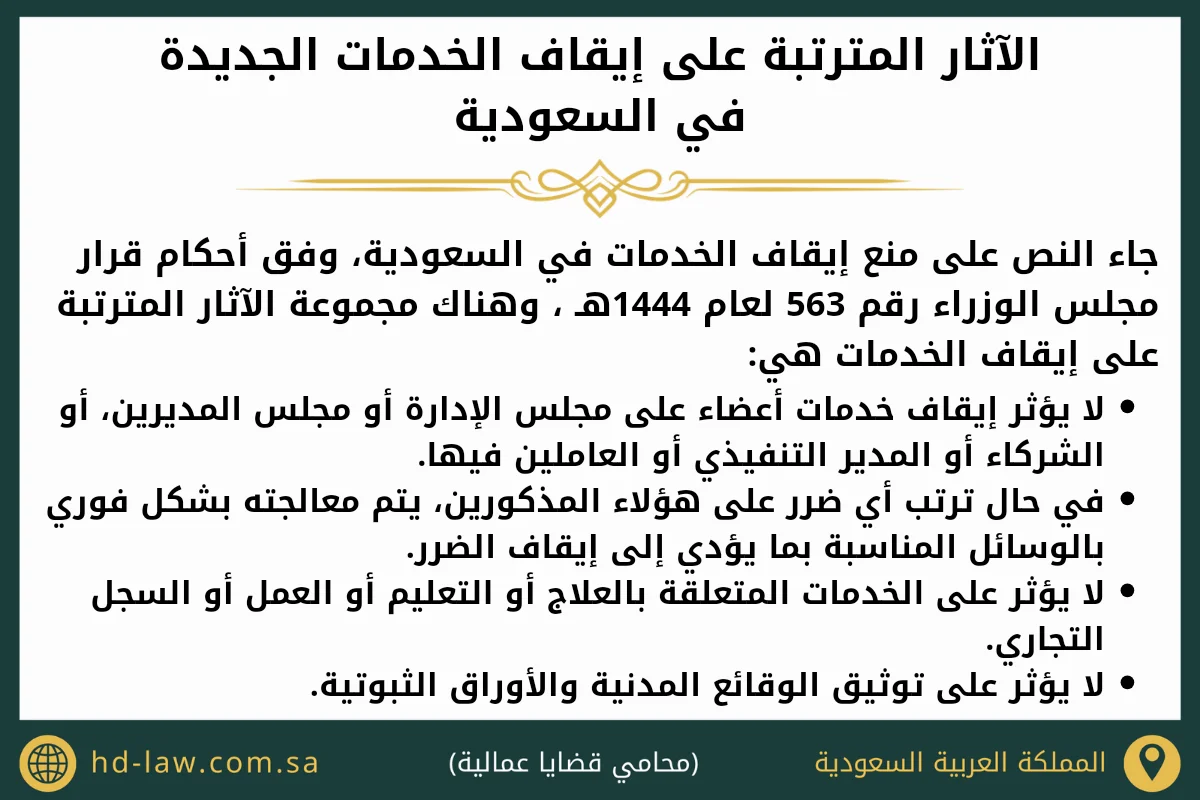 الآثار المترتبة على إيقاف الخدمات الجديدة في السعودية