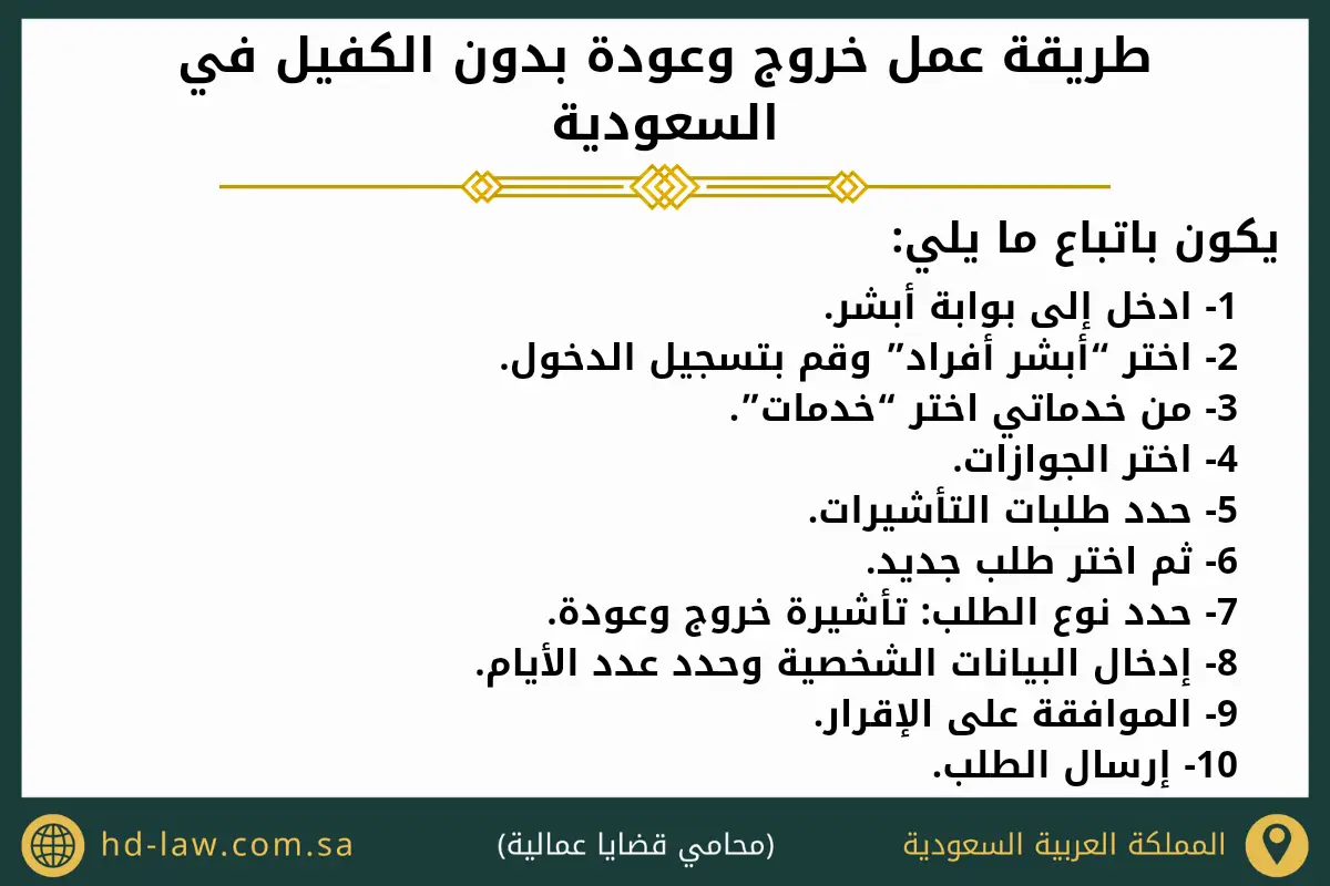 طريقة عمل خروج وعودة بدون الكفيل في السعودية