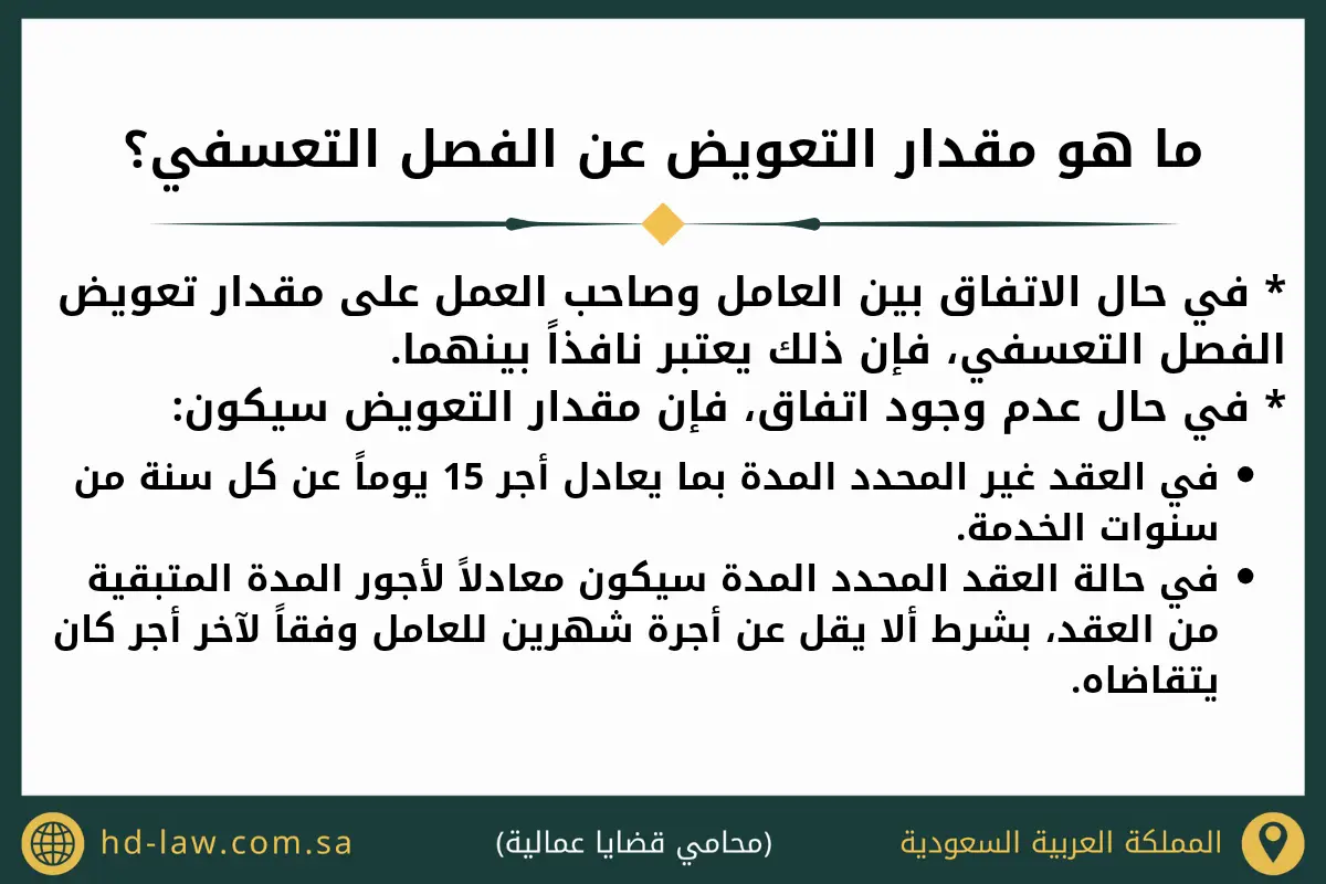 ما هو مقدار التعويض عن الفصل التعسفي